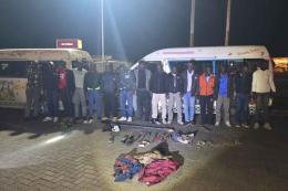 File image of 15 suspects arrested along the Kisumu–Kericho highway.